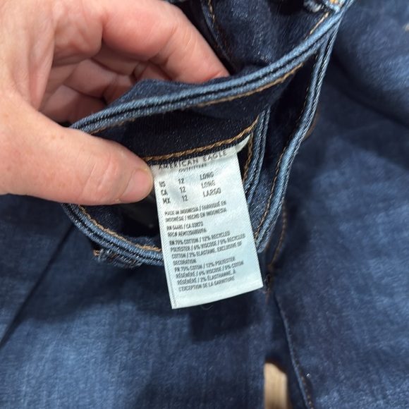 American Eagle Kick Boot Dark Wash Stretch Jeans Size 12 Long - Picture 4 of 7